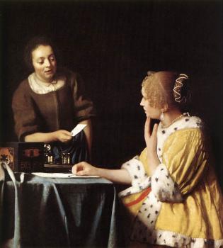 約翰尼斯 維米爾 Lady with Her Maidservant Holding a Letter